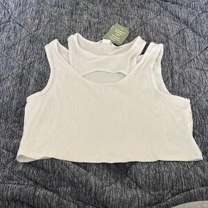 H&M White Crop Cut Out Tank Top